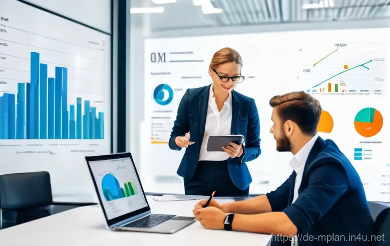 미디어 플래너와 마케팅 예산 협상 - **Prompt: Data-Driven Marketing Strategy in a Modern German Office**
    "A diverse team of professi...