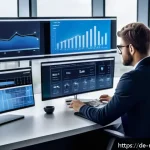 Home 23 미디어 플래너의 실전 광고 제안서 작성 - A professional media planner analyzing diverse demographic data on multiple transparent digital scre...